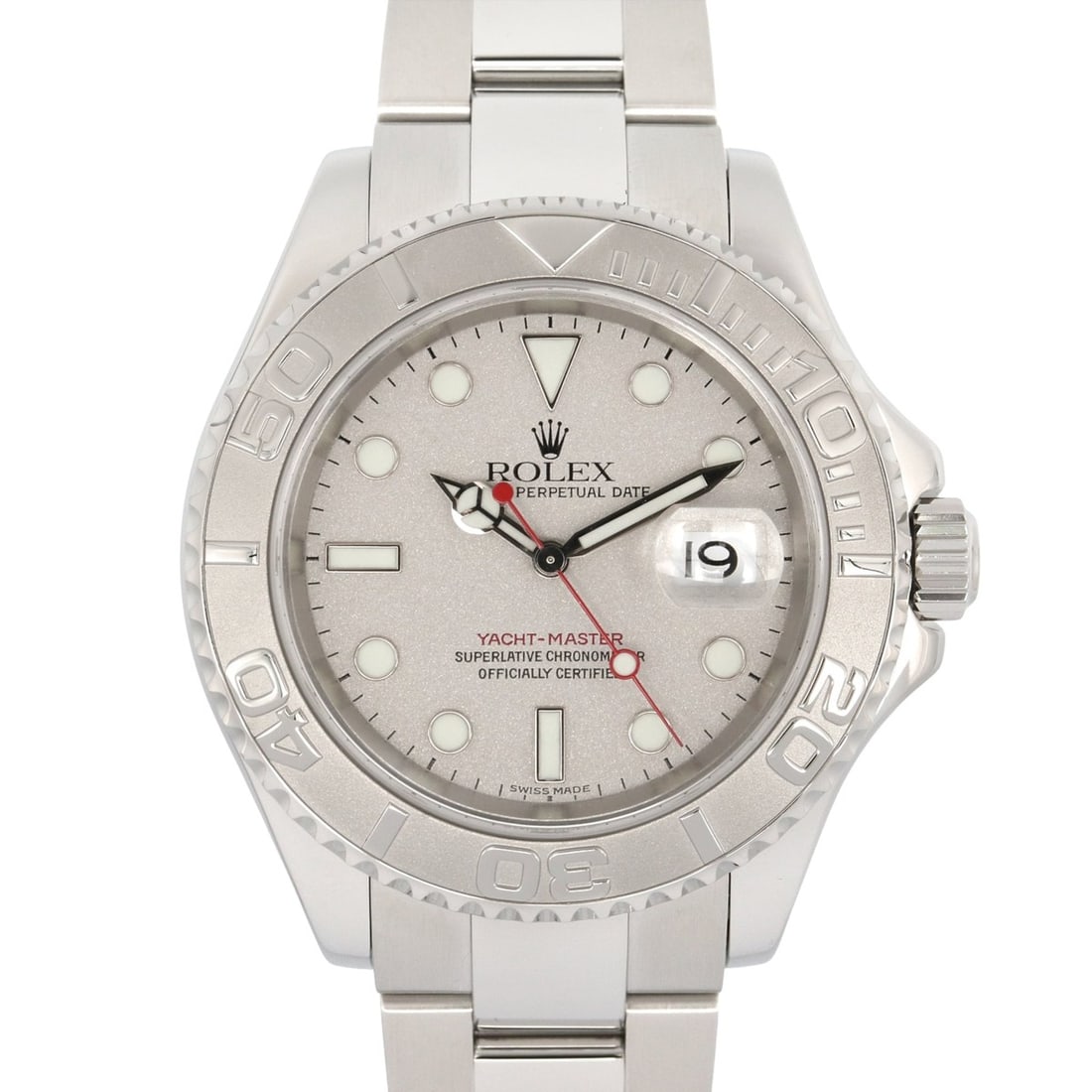 Rolex Yachtmaster Rolesium K-serial watch, platinum stainless steel, men's, gray, 16622: --- Catalog ---Category: SizeWrist Size: 18.5cm / 7.28''Case Diameter: 40mm / 1.57''Category: DesignType: WristwatchGender: MenColor (Dial): GrayMaterial (Band): Platinum, Stainless steelMaterial (Cas