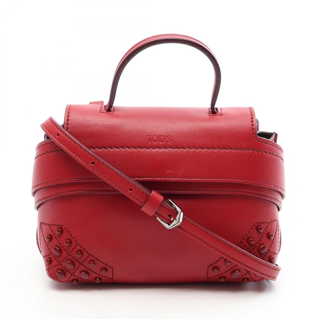 TOD'S WAVE BAG Mini 2-Way Handbag, Leather, Women's, Red: --- Catalog ---Category: SizeSize (HxWxD): 12cm x 15cm x 6.5cm / 4.72'' x 5.9'' x 2.55''Category: DesignType: HandbagColor: Red colorGender: WomenMaterial: Leather Category: GeneralBrand: Tod's--- Ite