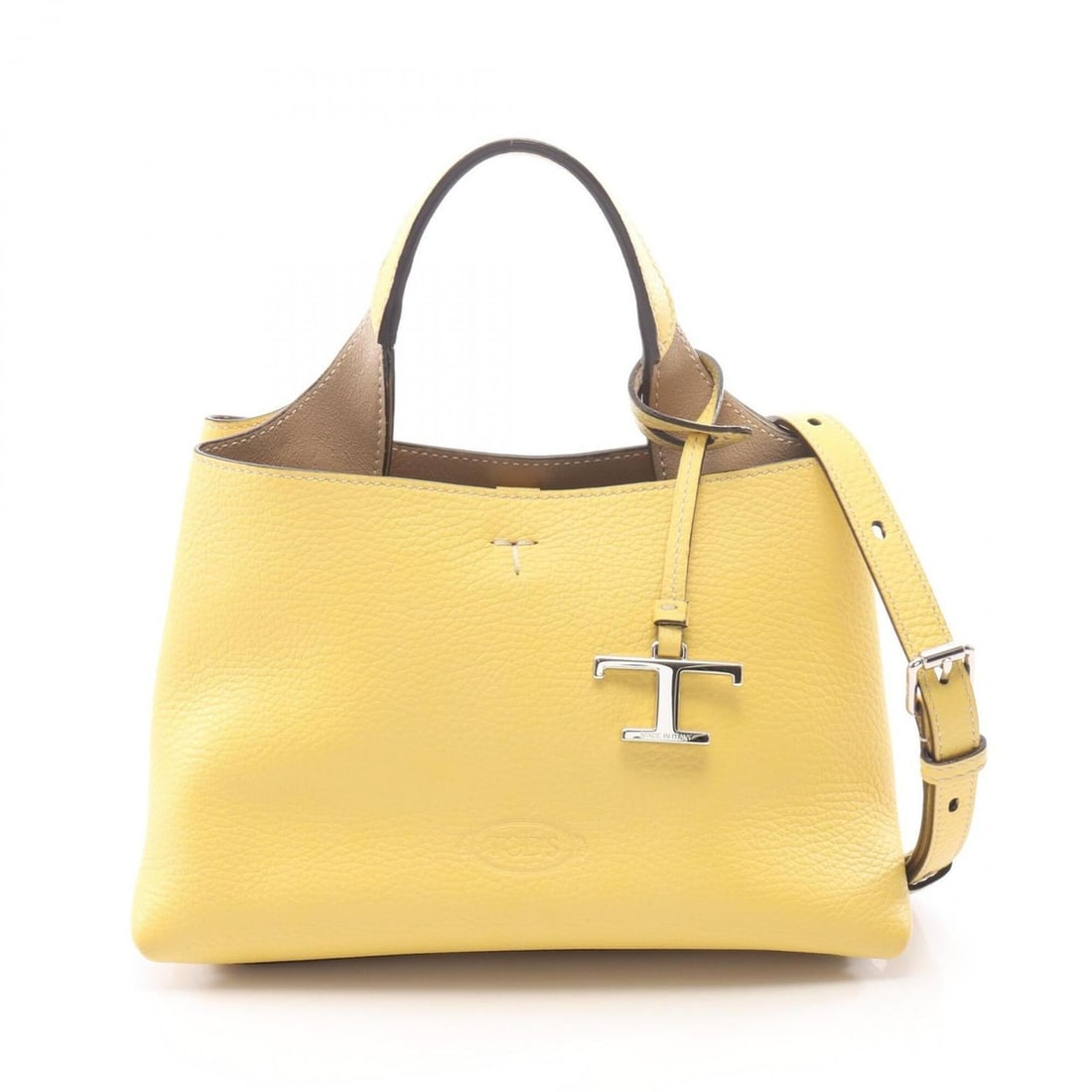 Tod's T-Timeless Micro 2-Way Handbag, Leather, Women's, Yellow: --- Catalog ---Category: SizeSize (HxWxD): 16cm x 23cm x 15cm / 6.29'' x 9.05'' x 5.9''Category: DesignType: HandbagColor: YellowGender: WomenMaterial: Leather Category: GeneralBrand: Tod's--- Item Li
