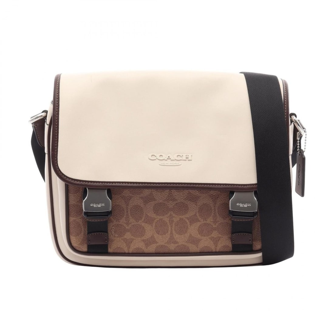 Coach Racer Messenger Colorblock Signature Shoulder Bag/Handbag, Leather Coated Canvas, Women's,: --- Catalog ---Category: SizeSize (HxWxD): 24cm x 28cm x 8cm / 9.44'' x 11.02'' x 3.14''Category: DesignType: Handbag, Shoulder bagColor: Beige, Brown, WhiteGender: WomenMaterial: Leather , PVC Catego