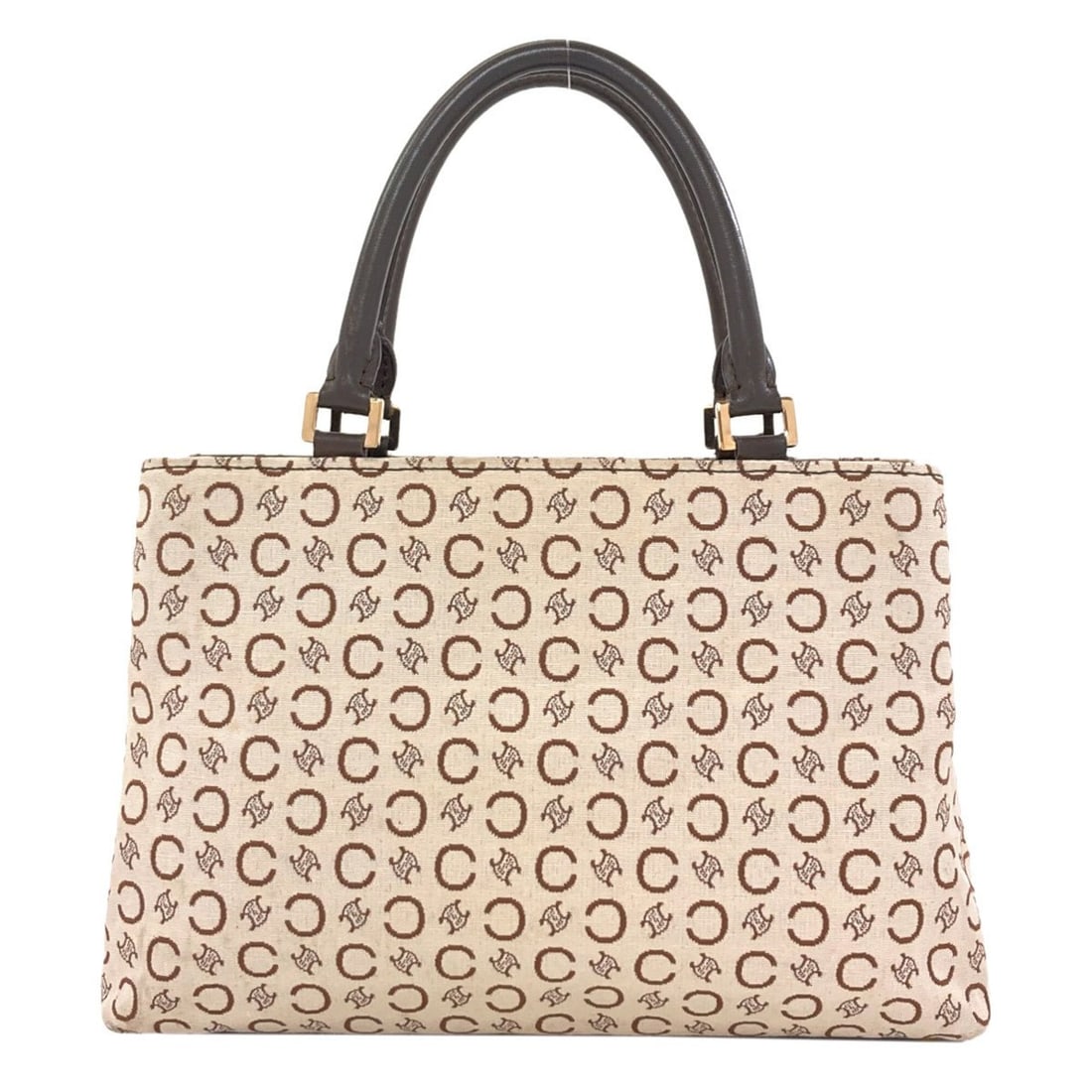 Celine C Macadam Handbag, Canvas/Leather, Women's CELINE: --- Catalog ---Category: SizeSize (HxWxD): 18.5cm x 25cm x 7.5cm / 7.28'' x 9.84'' x 2.95''Category: DesignType: HandbagColor: BeigeGender: WomenMaterial: Canvas , Leather Category: GeneralBrand: Celi