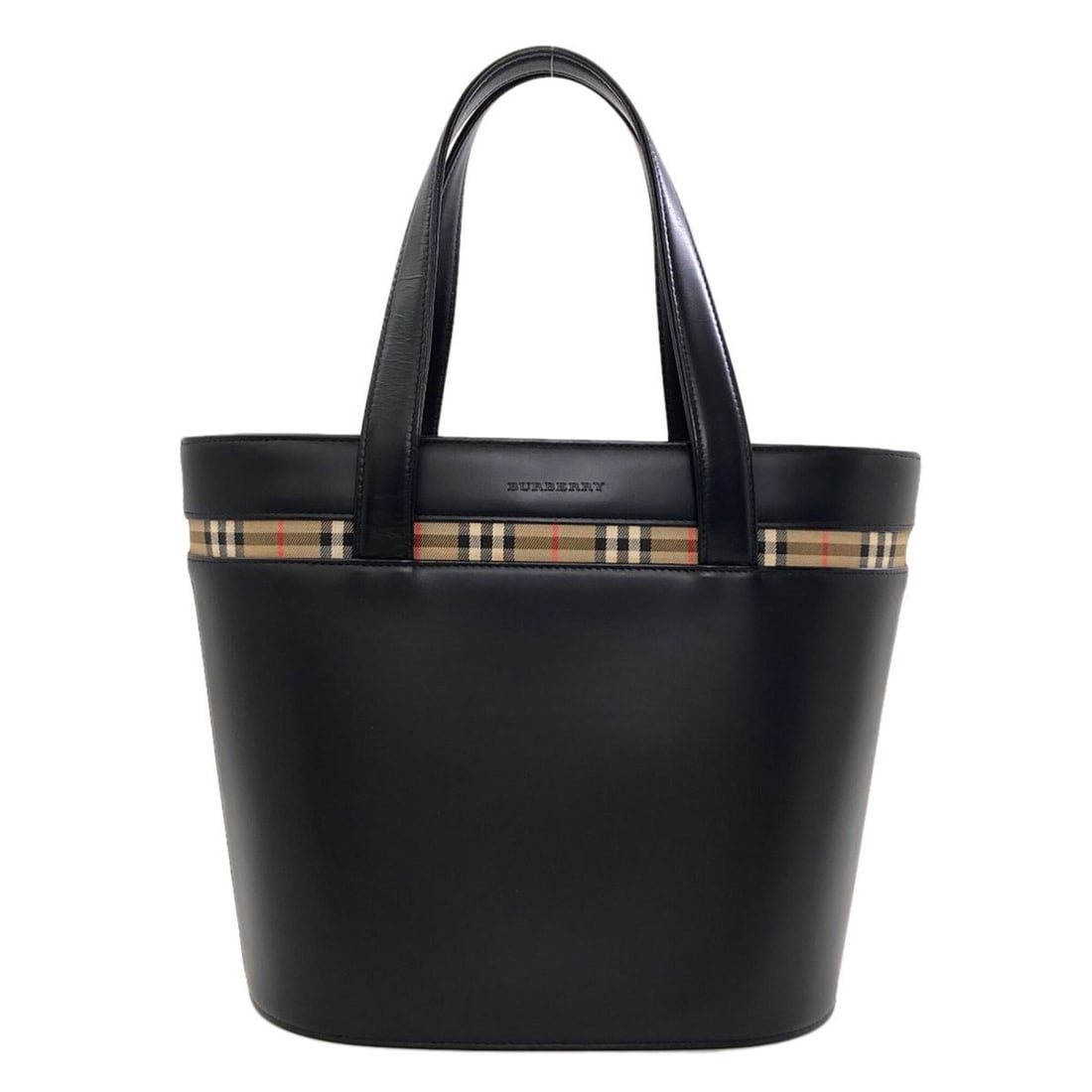 Burberry Check Leather Handbag for Women BURBERRY: --- Catalog ---Category: SizeSize (HxWxD): 21.5cm x 22.5cm x 12.5cm / 8.46'' x 8.85'' x 4.92''Category: DesignType: HandbagColor: BlackGender: WomenMaterial: Leather Category: GeneralBrand: Burberry--