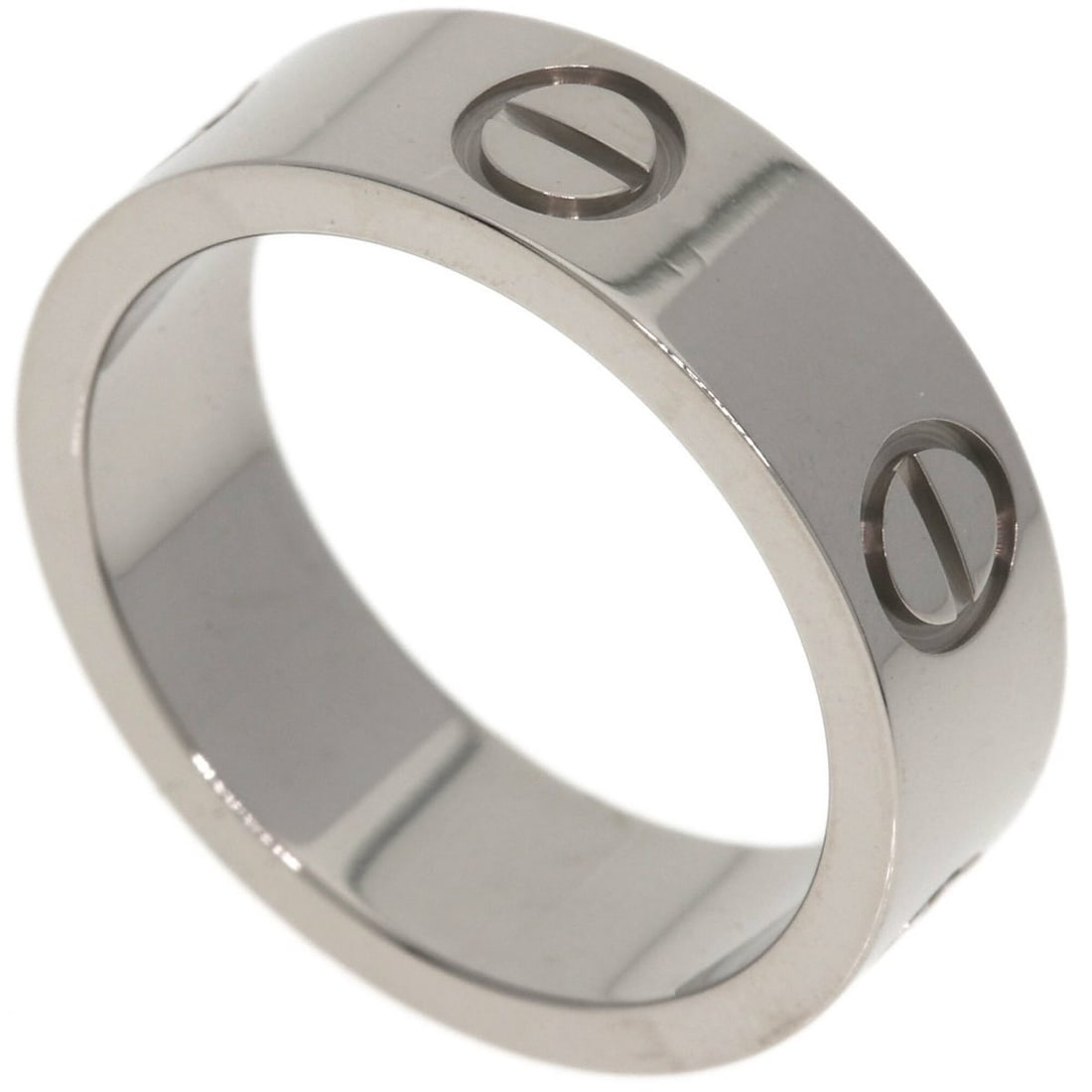Cartier Love Ring #49, 18K White Gold, Women's Ring, CARTIER: --- Catalog ---Category: SizeWidth: 5.5mm / 0.22''Weight: 6.8g / 0.23oz.JP Size: 9US Size: 5Category: DesignType: Band ringMetal: White GoldGender: WomenMetal Purity: 18KCategory: GeneralLine: LoveBra