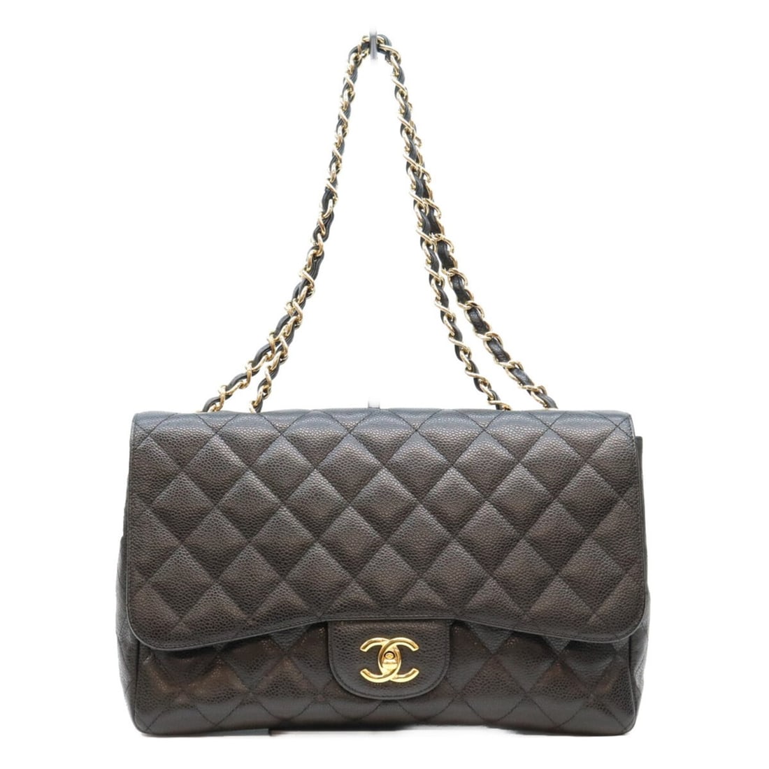 CHANEL A28600 Black Caviar Leather Single Large Matelassé 30 Shoulder Bag with Gold Hardware - (1 of 15)