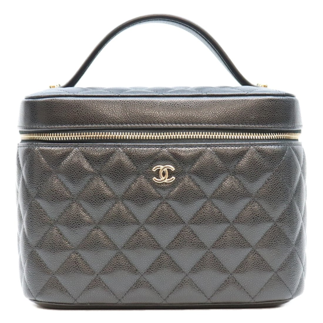 CHANEL AP2573 Timeless Classic Caviar Top Handle Vanity Handbag, Black with Gold Hardware, Women's: --- Catalog ---Category: SizeSize (HxWxD): 15cm x 21cm x 13cm / 5.9'' x 8.26'' x 5.11''Category: DesignType: HandbagColor: BlackGender: WomenMaterial: Grained Calfskin Hardware Color: GoldCategory: Ge