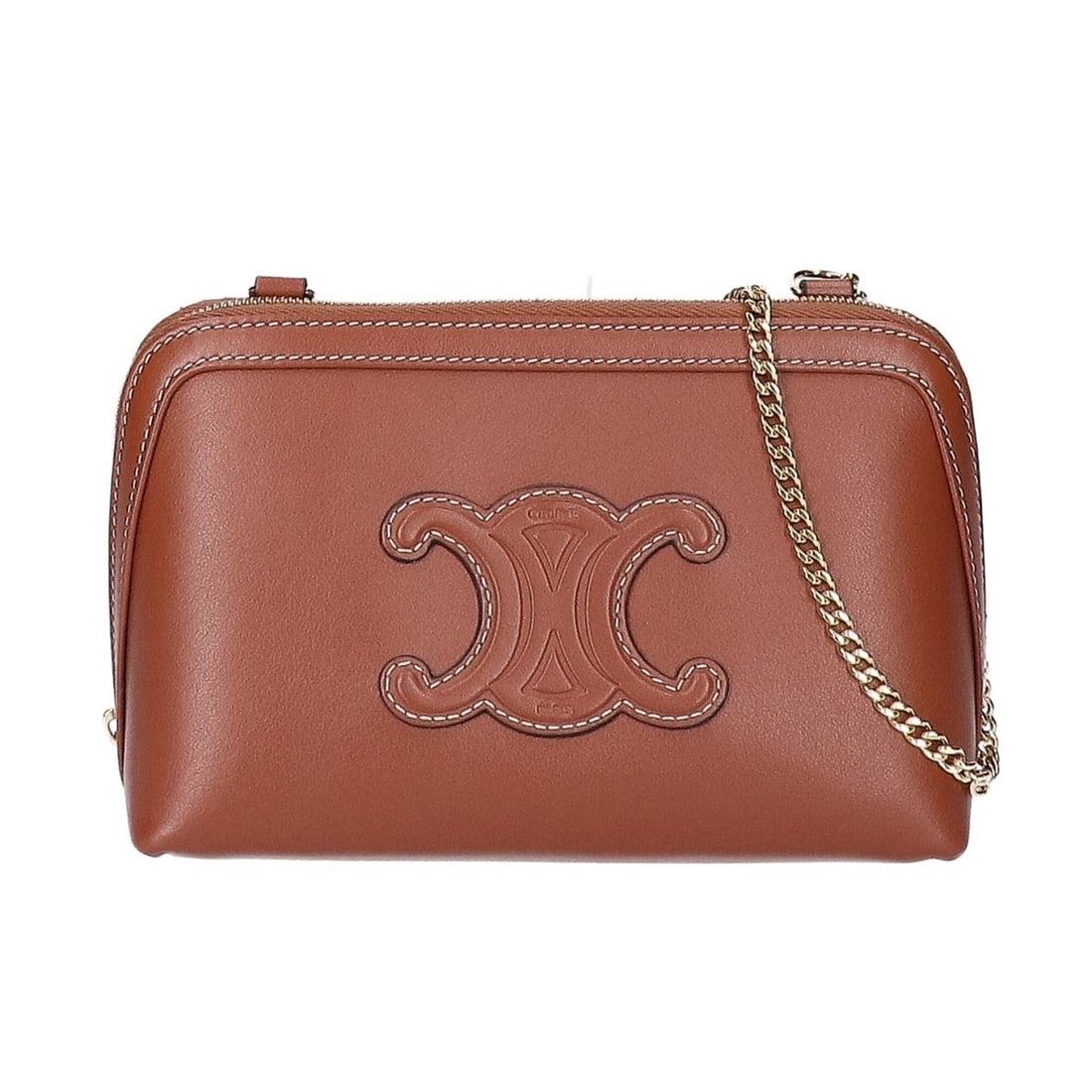 CELINE 10E383DR8.04LU Smooth Calfskin Chain Clutch Shoulder Bag Tan Gold Hardware Women's: --- Catalog ---Category: SizeSize (HxWxD): 11cm x 16.5cm x 8cm / 4.33'' x 6.49'' x 3.14''Category: DesignType: Shoulder bagGender: WomenMaterial: Leather Hardware Color: GoldLeather/Fur Type: Calfskin