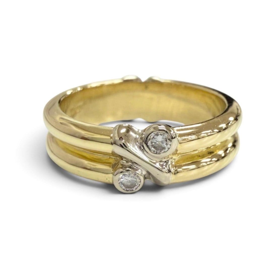 TIFFANY&Co. Tiffany Signature Ring, Diamond Combination, 750YG (Yellow Gold) & White Gold, Made in (1 of 13)