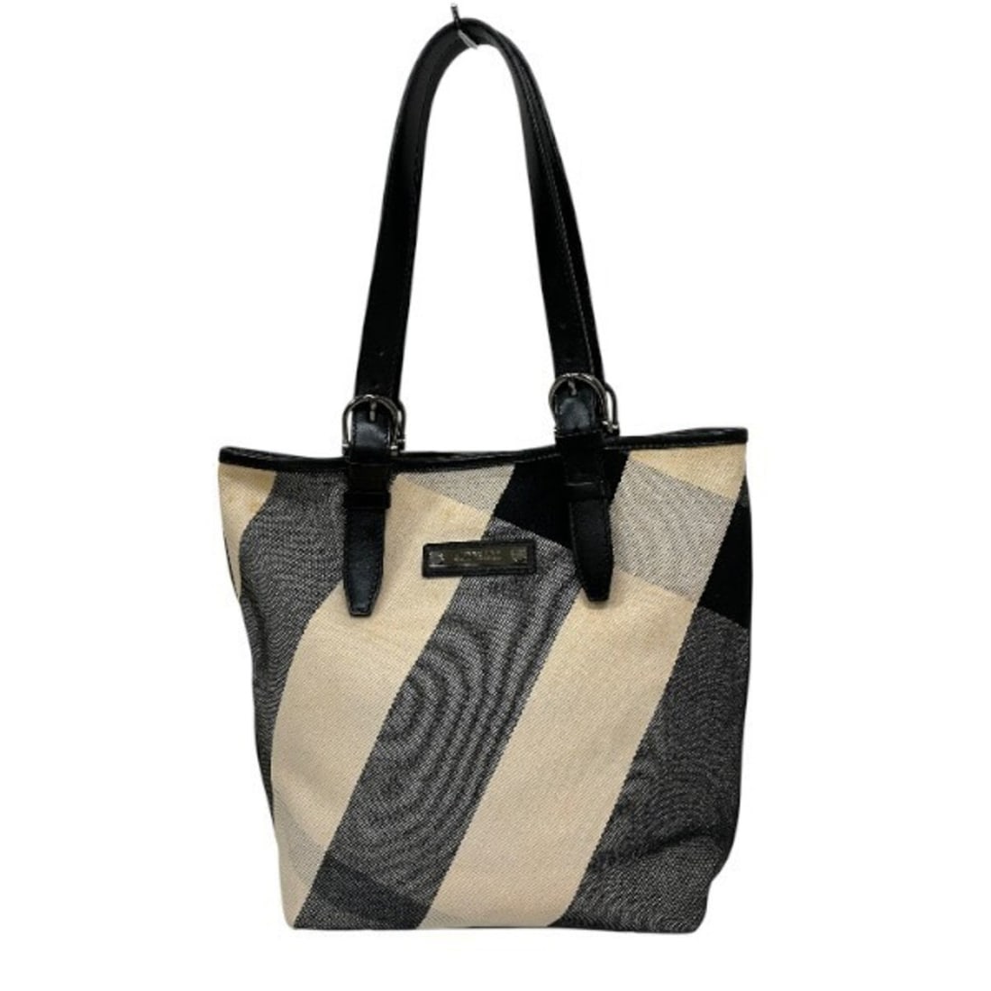 Burberry ESTABLISHED1856 Check Bag Tote Shoulder Unisex: --- Catalog ---Category: SizeSize (HxWxD): 32cm x 37cm x 11cm / 12.59'' x 14.56'' x 4.33''Category: DesignType: Shoulder bag, Tote bagColor: Black, IvoryGender: Women,MenMaterial: Canvas , Leather Cat