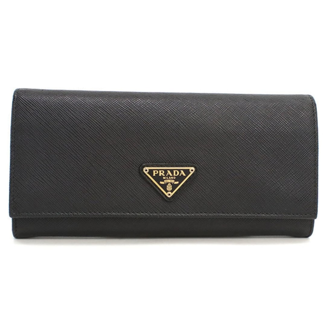 PRADA Prada Bi-fold Long Wallet 1MH132 Saffiano Triangle Women's Black (1 of 8)