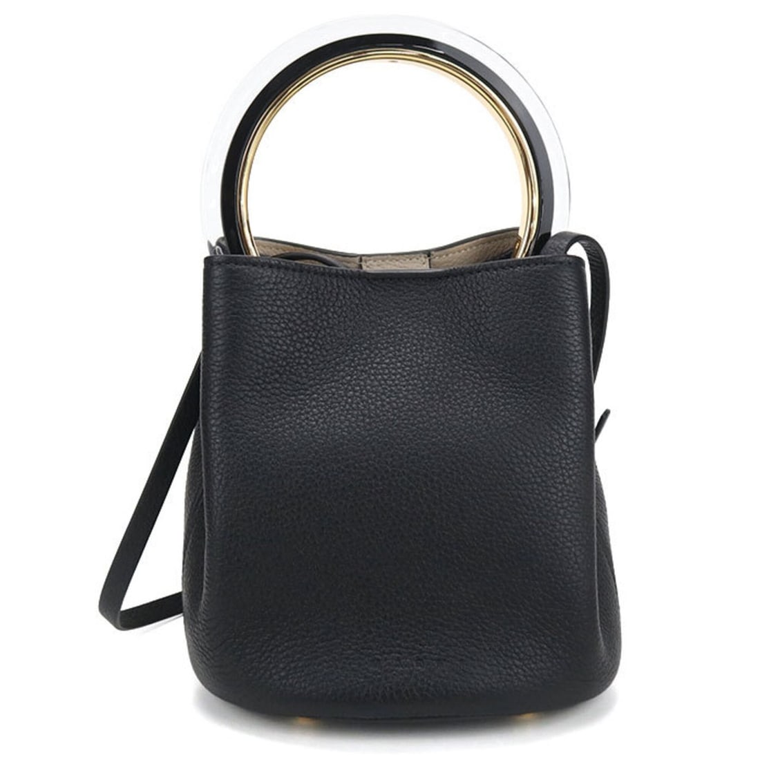 MARNI Marni 2-way handbag for women, black: --- Catalog ---Category: SizeSize (HxWxD): 18cm x 18cm x 15cm / 7.08'' x 7.08'' x 5.9''Category: DesignType: Handbag, PouchColor: BlackGender: WomenMaterial: Leather Hardware Color: GoldCategory: Gene