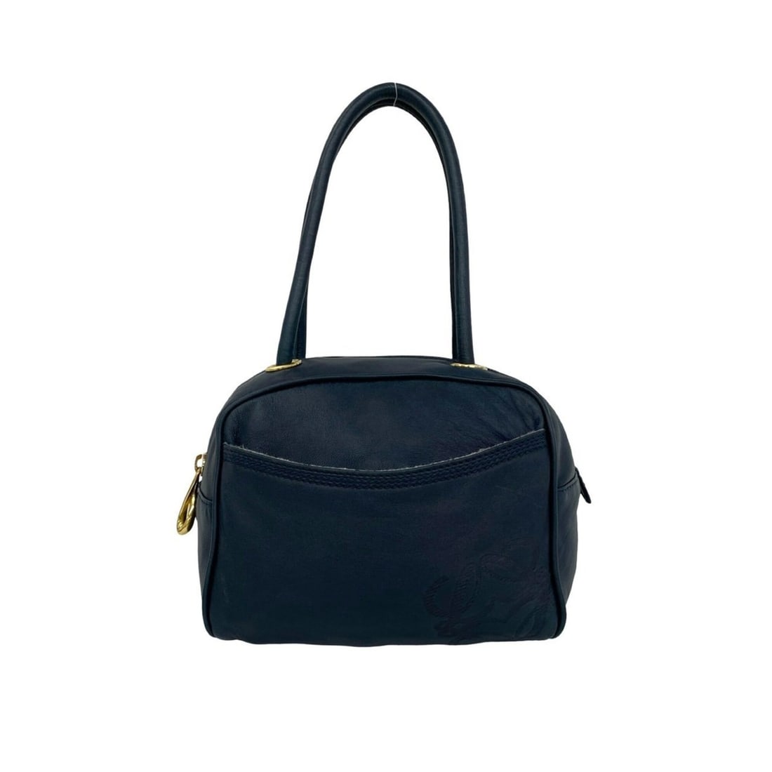 LOEWE Vintage Anagram Logo Nappa Leather Handbag Mini Boston Bag Navy 915-1 (Free Shipping): --- Catalog ---Category: SizeSize (HxWxD): 13.5cm x 17.5cm x 10.5cm / 5.31'' x 6.88'' x 4.13''Category: DesignType: Boston bag, HandbagColor: NavyGender: WomenMaterial: Leather Category: GeneralBrand: