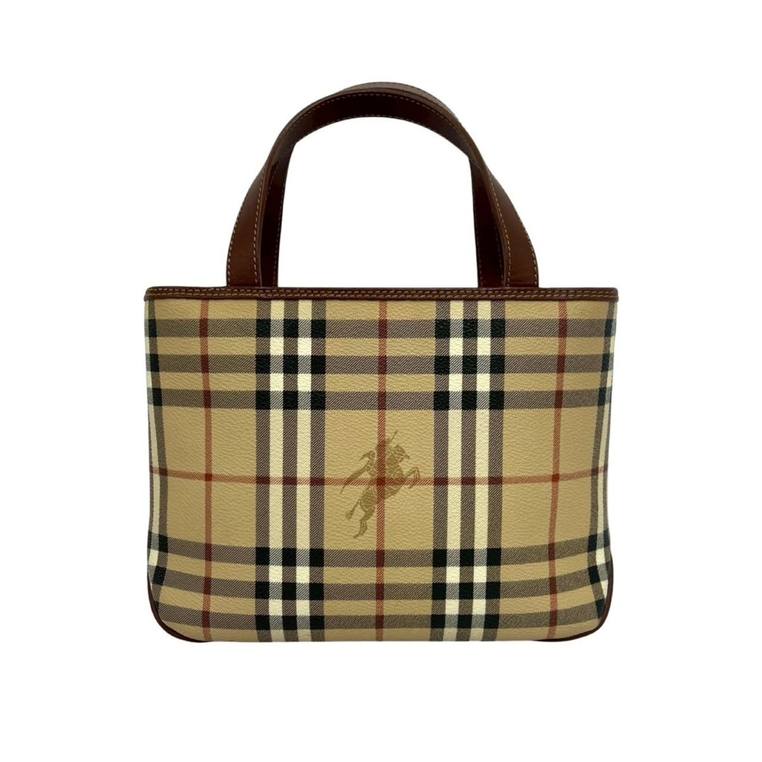 BURBERRY Nova Check Shadow Horse Pattern Leather Handbag Mini Tote Bag Brown Beige 1519d: --- Catalog ---Category: SizeSize (HxWxD): 18.5cm x 25cm x 9cm / 7.28'' x 9.84'' x 3.54''Category: DesignType: Handbag, Tote bagColor: Beige, Black, Brown, Red color, WhiteGender: WomenMaterial: Leath