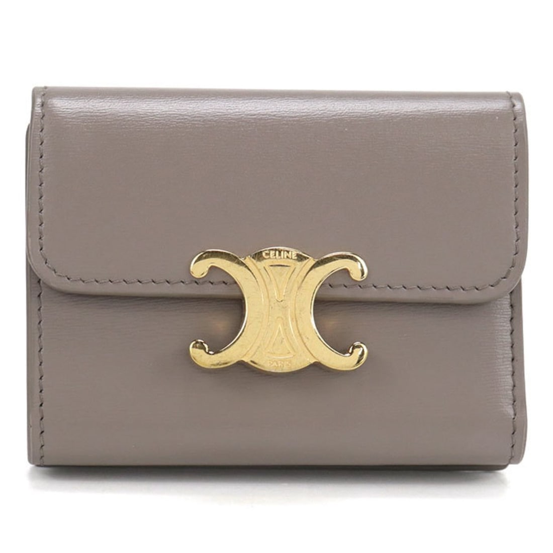 CELINE Celine Tri-fold Wallet 10I653DPV with Coin Compartment, Compact Wallet, Triomphe, Women's, (1 of 8)