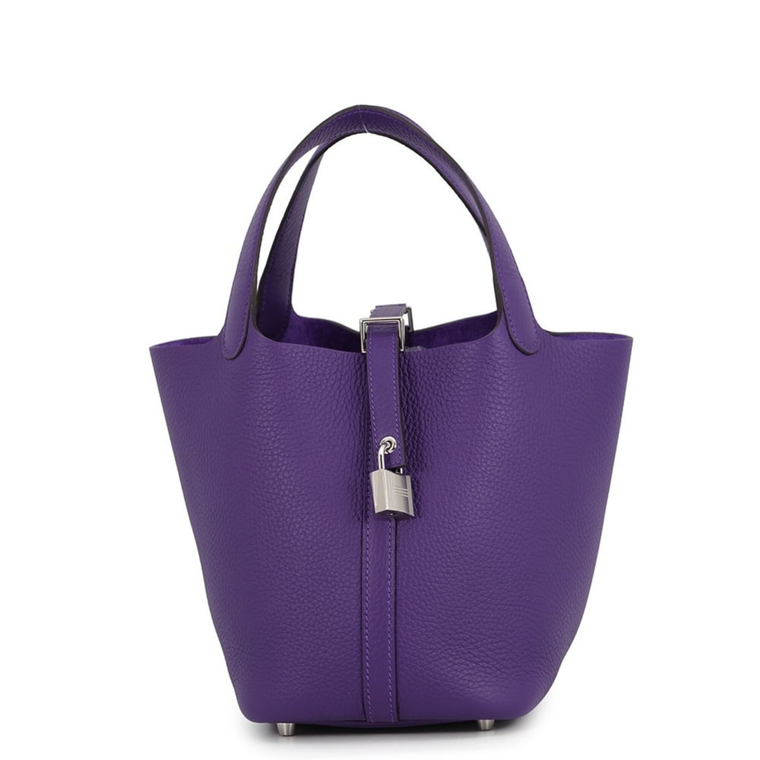 Hermes Picotin Lock PM handbag, purple, Taurillon Clemence leather, G stamp, HERMES tote bag, Lock, (1 of 14)