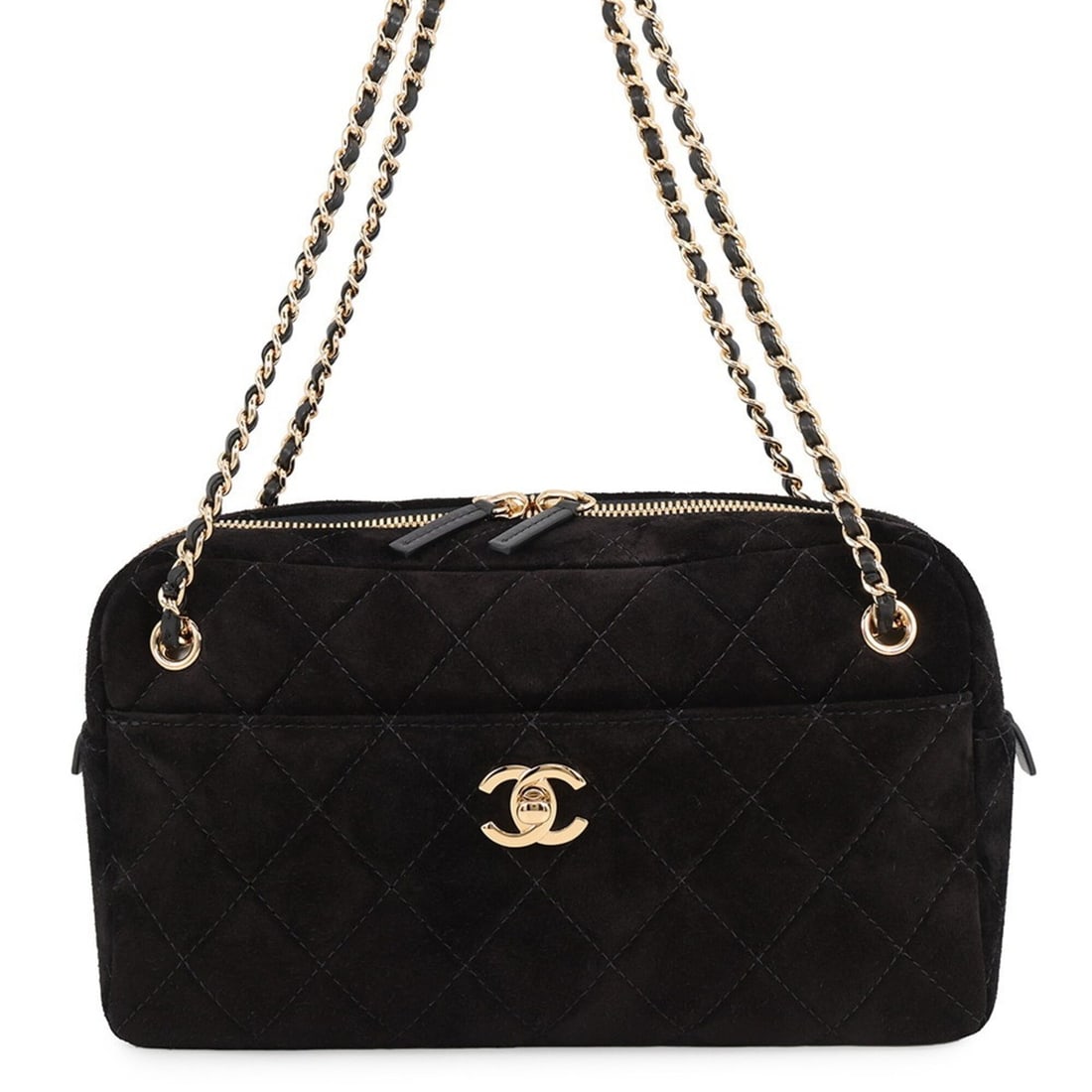 Chanel Chain Shoulder Bag, Matelassé, Coco Mark, Camera Suede Calf Leather, AS6443, Black, Handbag,: --- Catalog ---Category: SizeSize (HxWxD): 14cm x 25cm x 7.5cm / 5.51'' x 9.84'' x 2.95''Category: DesignType: Shoulder bagColor: BlackGender: WomenMaterial: Suede , Leather Category: GeneralBrand: