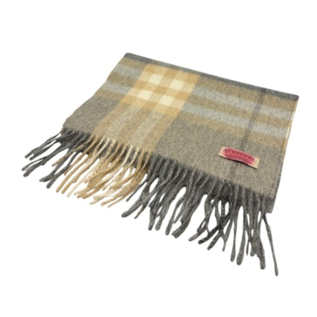 BURBERRY Mega Check Cashmere Stole/Scarf W4: --- Catalog ---Category: DesignType: StoleColor: Beige, GrayGender: Women,MenMaterial: Cashmere 100%Category: GeneralBrand: Burberry--- Item List ---Section: ConditionRanking: Rank B Used - Traces of