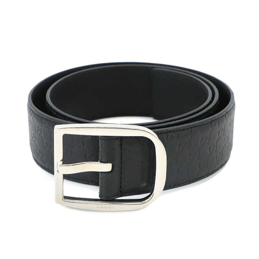 Gucci Micro Guccissima Belt, Leather, Black, 449716 80, Silver Hardware: --- Catalog ---Category: SizeLength: 74cm - 84cm / 29.13'' - 33.07''Category: DesignType: Standard beltColor: BlackMaterial (Strap): Leather Category: GeneralMPN: 449716Brand: GucciCountry of Origin: