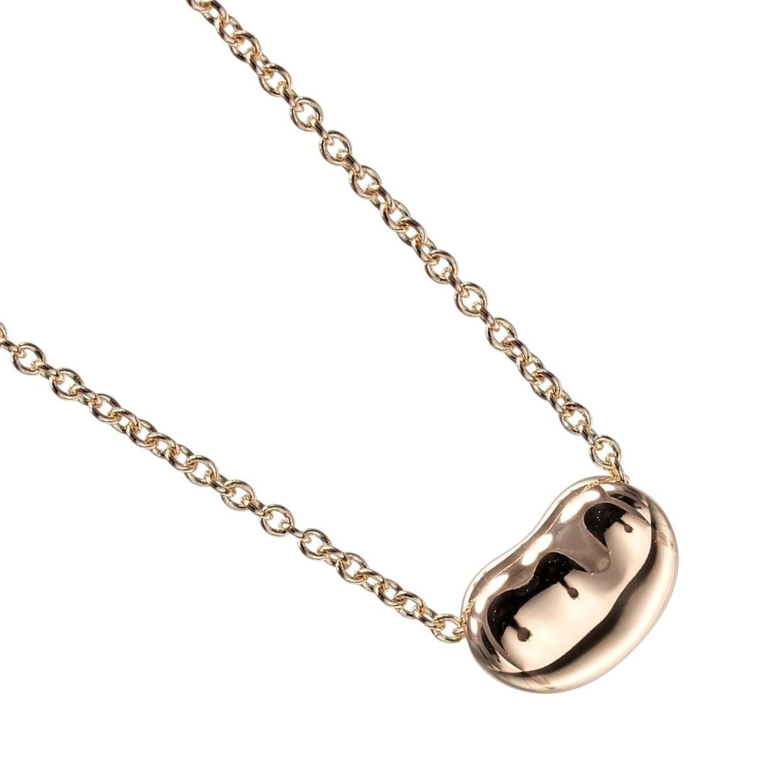 Tiffany Bean Necklace, 9mm model, 18KPG (Pink Gold), approx. 3.54g, TIFFANY&Co.: --- Catalog ---Category: SizeWeight: 3.54g / 0.12oz.Pendant Size: 6.33mm x 9.1mm / 0.24'' x 0.35''Neck Circumference: 40 cm / 15.74''Category: DesignGender: WomenMaterial: Pink gold (18K)Necklace Type