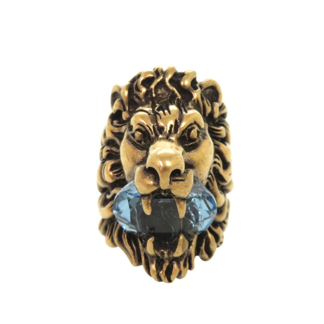 Gucci Lion Head Metal Stone Ring, Size #8 (approx.), Gold, 1490GUCCI: --- Catalog ---Category: SizeJP Size: 7US Size: 4Category: DesignType: Band ringColor: GoldGender: Men,WomenMaterial: MetalCategory: GeneralBrand: GucciCountry of Origin: Italy--- Item List ---Section