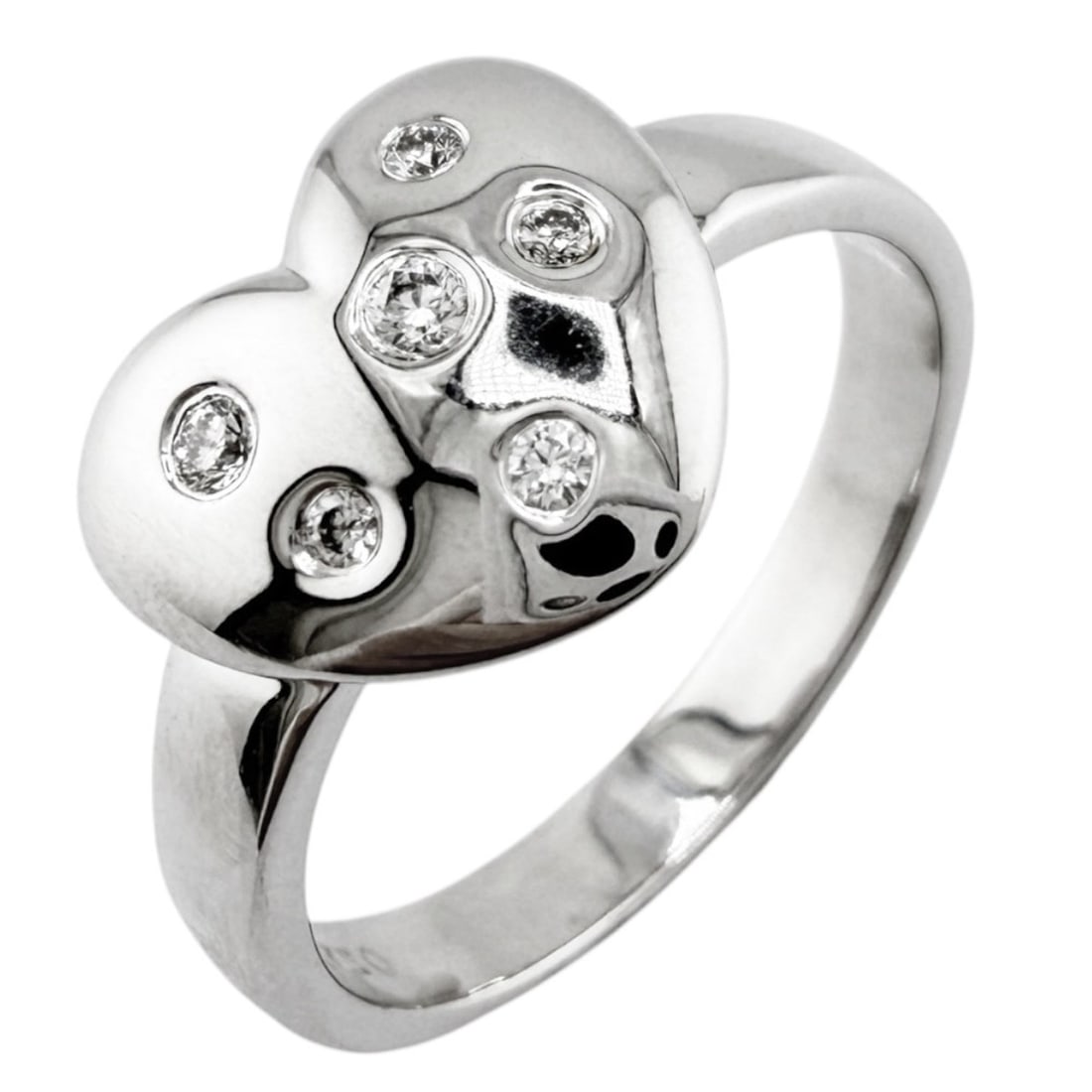 Tiffany & Co. Dots Heart Ring, 18K White Gold, Diamond, Women's, Pre-owned.: --- Catalog ---Category: SizeJP Size: 14US Size: 7Category: DesignType: Band ringColor: SilverGender: WomenMaterial: White gold (18K)Category: GeneralBrand: Tiffany--- Item List ---Section: ConditionR