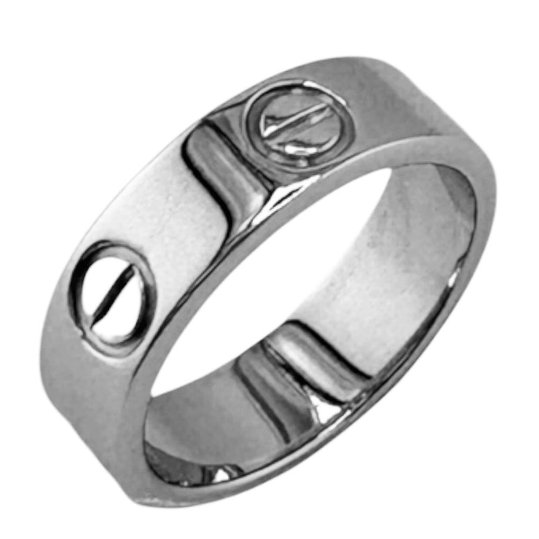 Cartier Love Ring, 18K White Gold, Women's, Pre-owned.: --- Catalog ---Category: SizeJP Size: 8.5US Size: 4.5Category: DesignType: Band ringColor: SilverGender: WomenMaterial: White gold (18K)Category: GeneralBrand: Cartier--- Item List ---Section: Conditi
