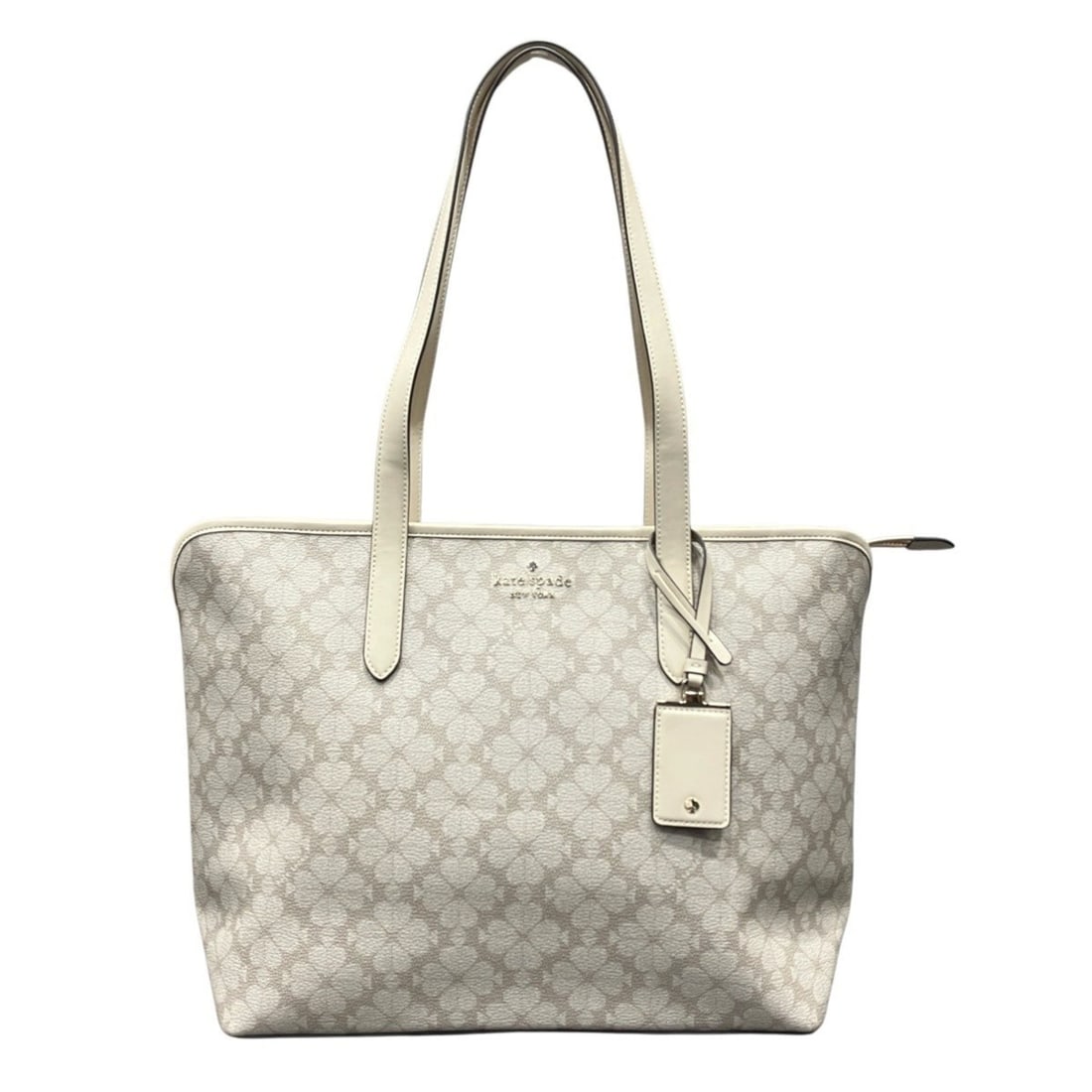Kate Spade Flower Tote Bag PVC KG086: --- Catalog ---Category: SizeSize (HxWxD): 30cm x 34cm x 14cm / 11.81'' x 13.38'' x 5.51''Handle Length: 60cm / 23.62''Category: DesignType: Tote bagColor: BeigeGender: WomenClosure: ZipperMaterial: