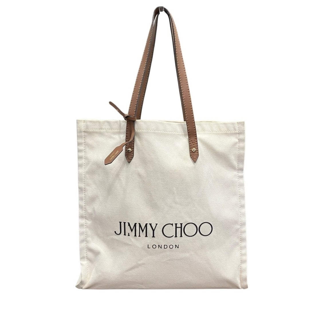 Jimmy Choo logo tote bag, canvas and leather.: --- Catalog ---Category: SizeSize (HxWxD): 38cm x 6cm / 14.96'' x 2.36''Category: DesignType: Tote bagColor: BrownGender: WomenMaterial: Canvas , Leather Category: GeneralBrand: Jimmy Choo--- Item Lis
