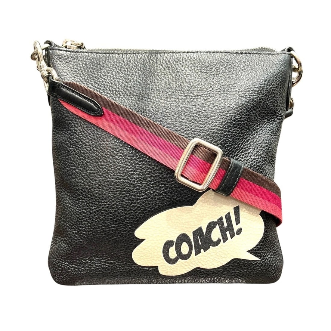 Coach Marvel Collaboration Shoulder Bag Leather 4117: --- Catalog ---Category: SizeSize (HxWxD): 21cm x 2.5cm / 8.26'' x 0.98''Category: DesignType: Shoulder bagColor: BlackGender: WomenMaterial: Leather Category: GeneralMPN: 4117Brand: Coach--- Item Lis