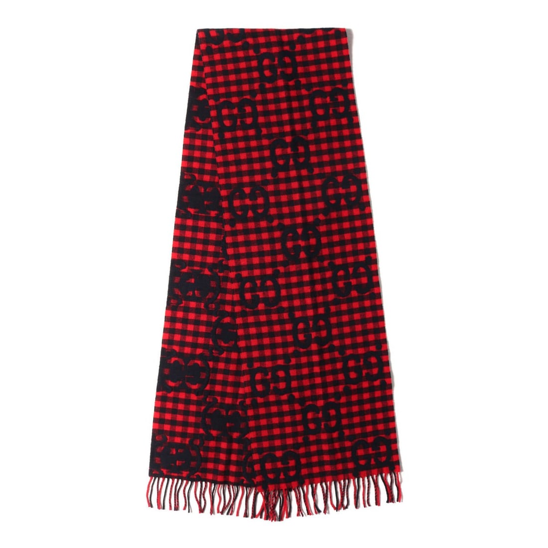 GUCCI GG Jacquard Block Check Wool Knit Scarf (GG JACQUARD WOOL SCARF 644365 4G718) Red/Black Made: --- Catalog ---Category: SizeSize (LxW): 2.4m x 35cm / 94.48'' x 13.77''Category: DesignType: ScarfColor: Black, Red colorGender: Men,WomenMaterial: Wool Category: GeneralBrand: GucciCountry of Origin