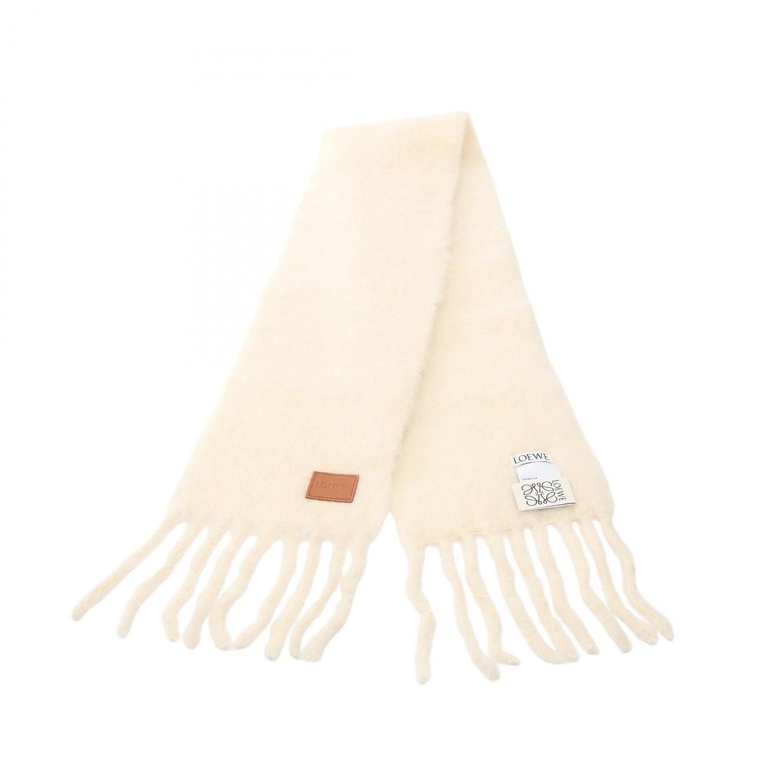 LOEWE Anagram Scarf, Wool Mohair, Women's, Ivory (FSA6SSIX05): --- Catalog ---Category: SizeSize (LxW): 2m x 23.5cm / 78.74'' x 9.25''Category: DesignType: ShawlColor: IvoryGender: WomenMaterial: Wool , Mohair Category: GeneralMPN: FSA6SSIX05Brand: Loewe--- Item 