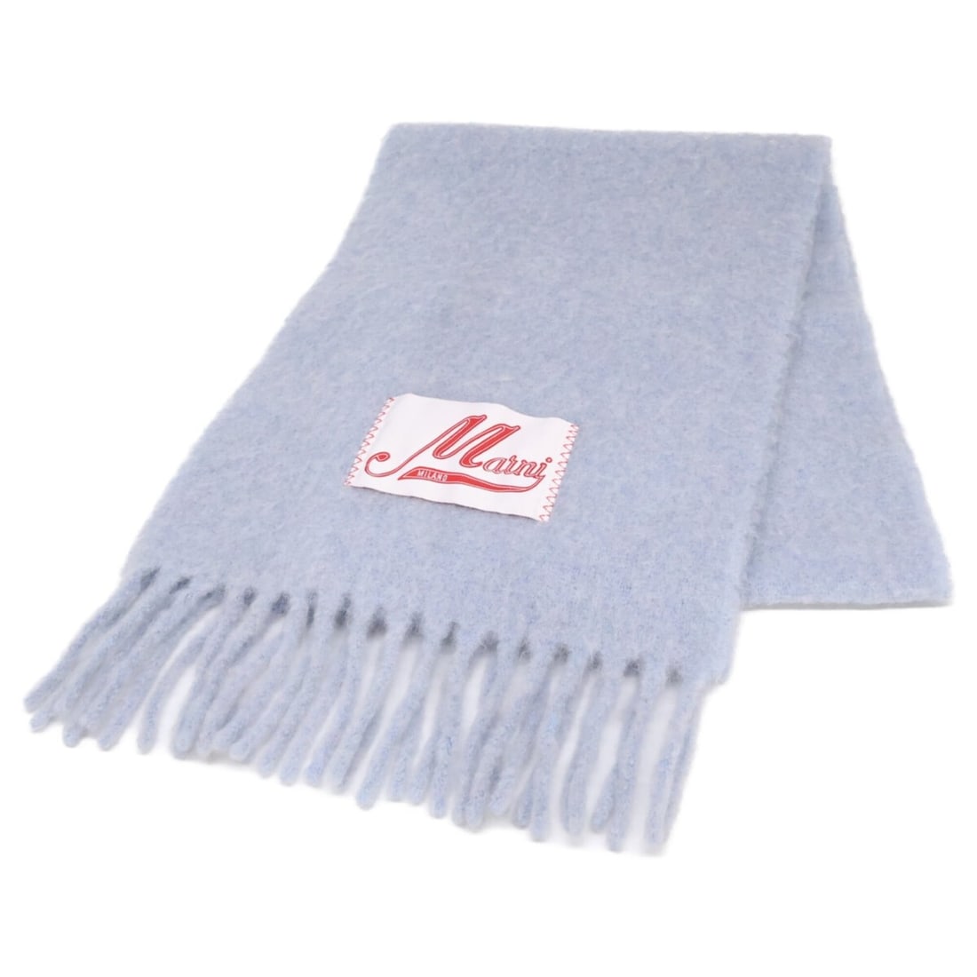 MARNI SCMC0059YOUTW918 Logo Label Alpaca Fringe Stole/Scarf Light Blue Women's: --- Catalog ---Category: SizeSize (LxW): 2.16m x 36cm / 85.03'' x 14.17''Category: DesignType: StoleColor: Light blueGender: WomenMaterial: Alpaca Category: GeneralBrand: Marni--- Item List