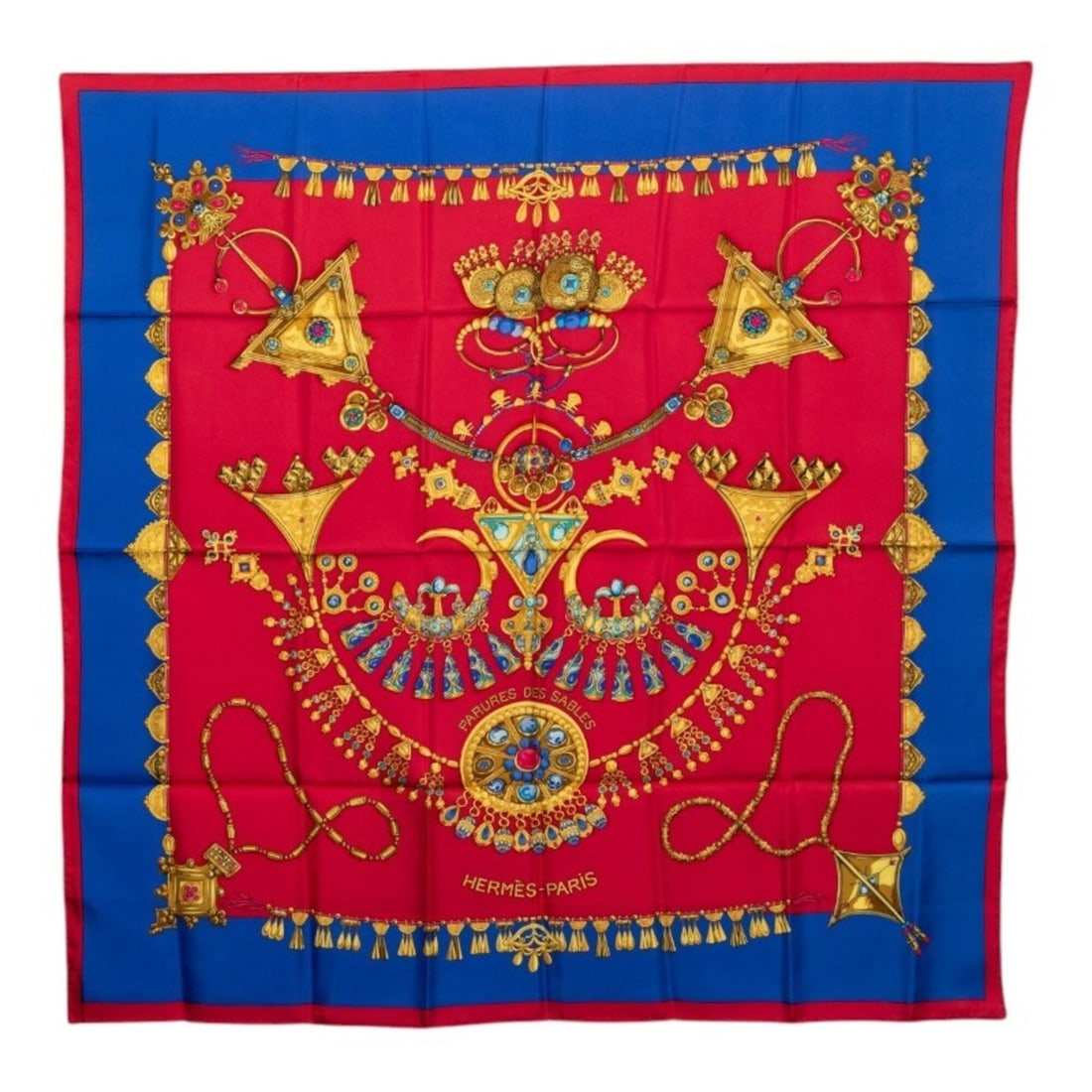 Hermes Carre 90 Parures des Sables Desert Decoration Scarf Muffler Large Red Multicolor Silk Women's: --- Catalog ---Category: SizeSize (LxW): 89cm x 89cm / 35.03'' x 35.03''Category: DesignType: ScarfColor: Multi-color, Red colorGender: WomenMaterial: Silk Category: GeneralBrand: Hermes--- Item List 