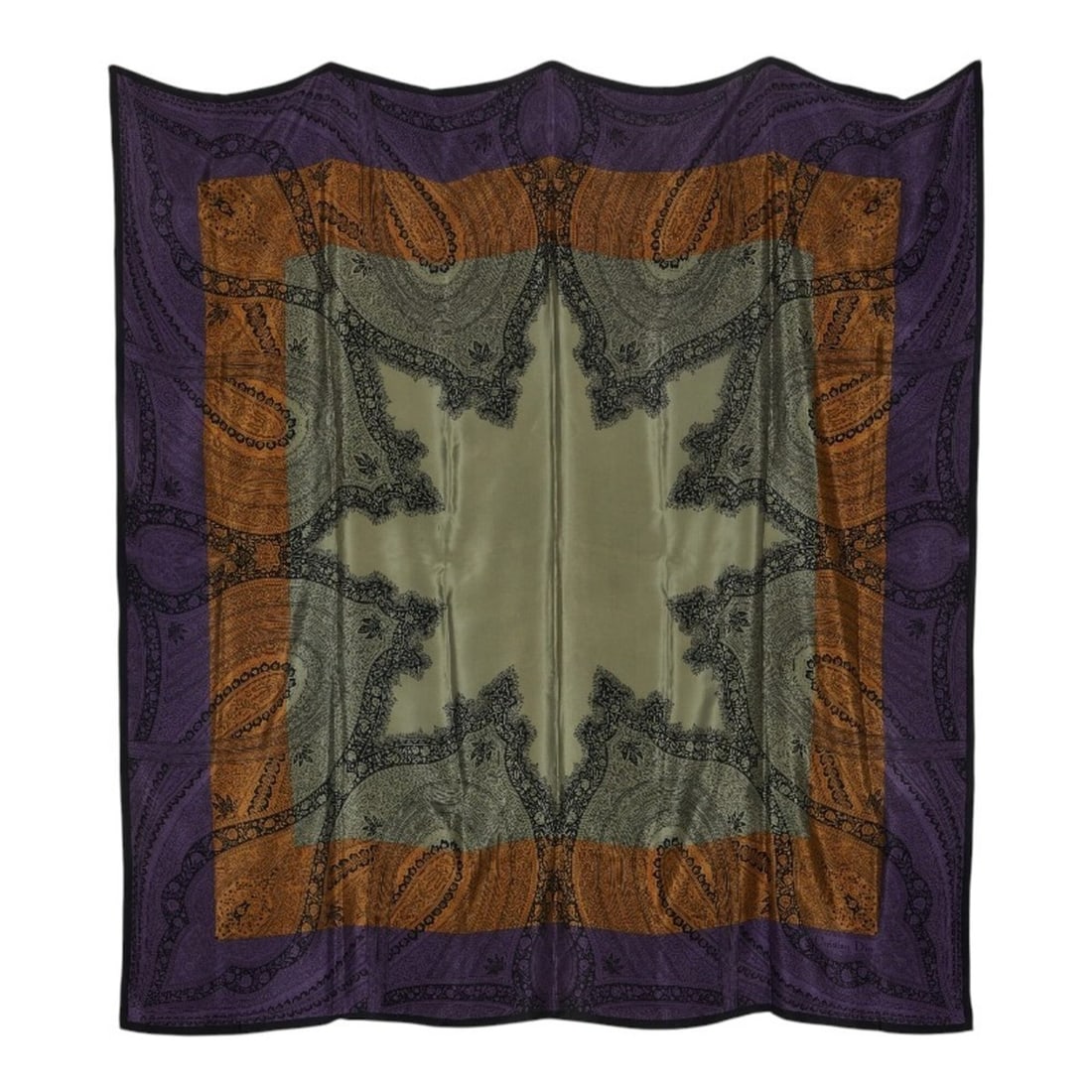 Christian Dior Dior Vintage Paisley Scarf/Muffler, Khaki Green, Purple, Brown, Silk, Women's.: --- Catalog ---Category: SizeSize (LxW): 1.3m x 1.3m / 51.18'' x 51.18''Category: DesignType: ScarfColor: Brown, Green, Khaki, PurpleGender: WomenSeason: VintageMaterial: Silk Category: GeneralBrand: