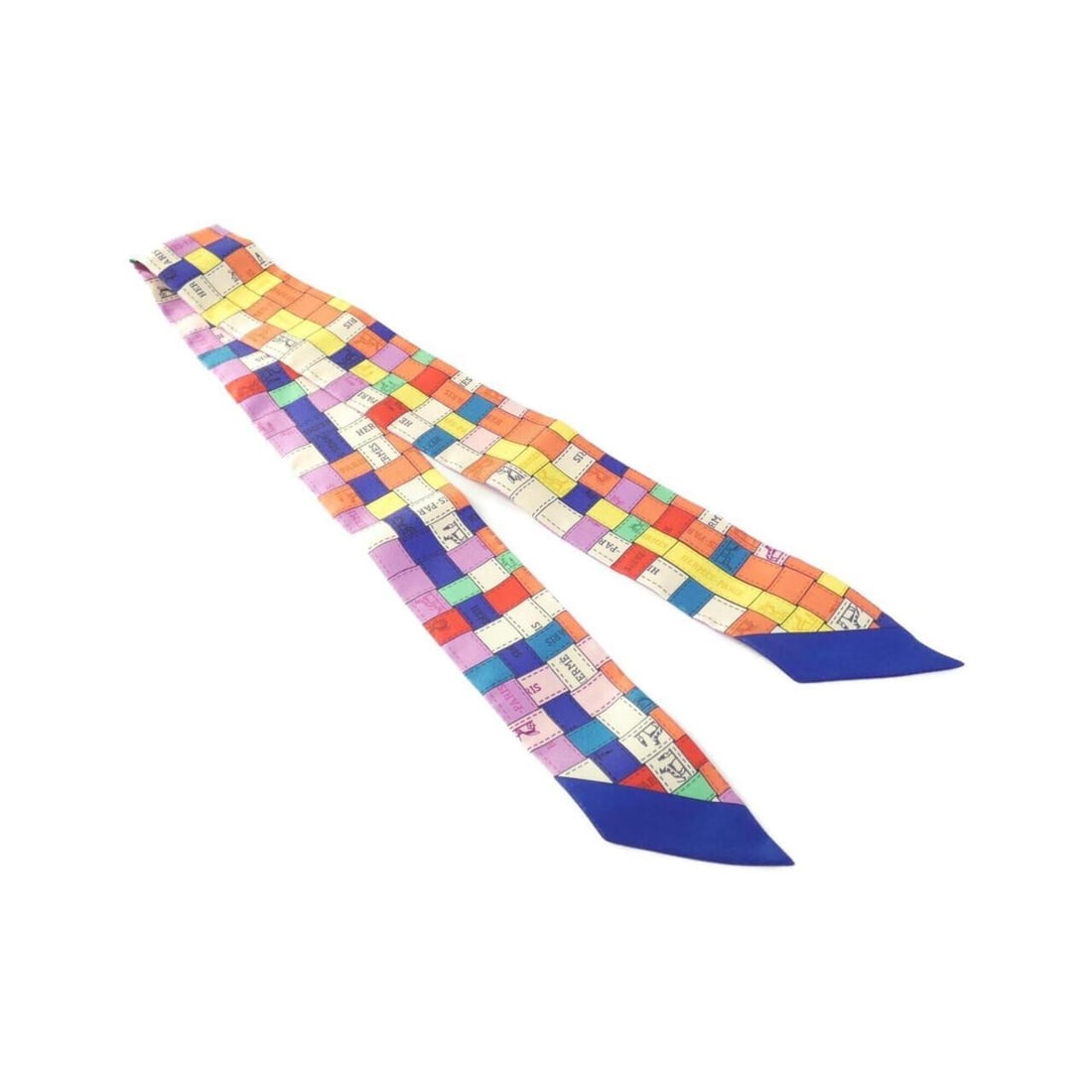 Hermes BOLDUC AU CARRE Twilly 062408S Scarf Muffler: --- Catalog ---Category: SizeSize (LxW): 5cm x 86cm / 1.96'' x 33.85''Category: DesignType: ScarfColor: Blue, Multi-colorGender: Women,MenMaterial: Silk Category: GeneralMPN: 062408SBrand: Hermes--- I