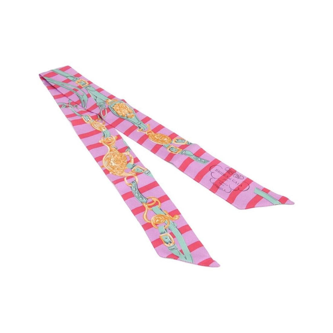 Hermes BRIDES DE GALA BAYADERE Twilly 062633S Scarf Muffler: --- Catalog ---Category: SizeSize (LxW): 5cm x 86cm / 1.96'' x 33.85''Category: DesignType: ScarfColor: PinkGender: Women,MenMaterial: Silk Category: GeneralMPN: 062633SBrand: Hermes--- Item List ---S