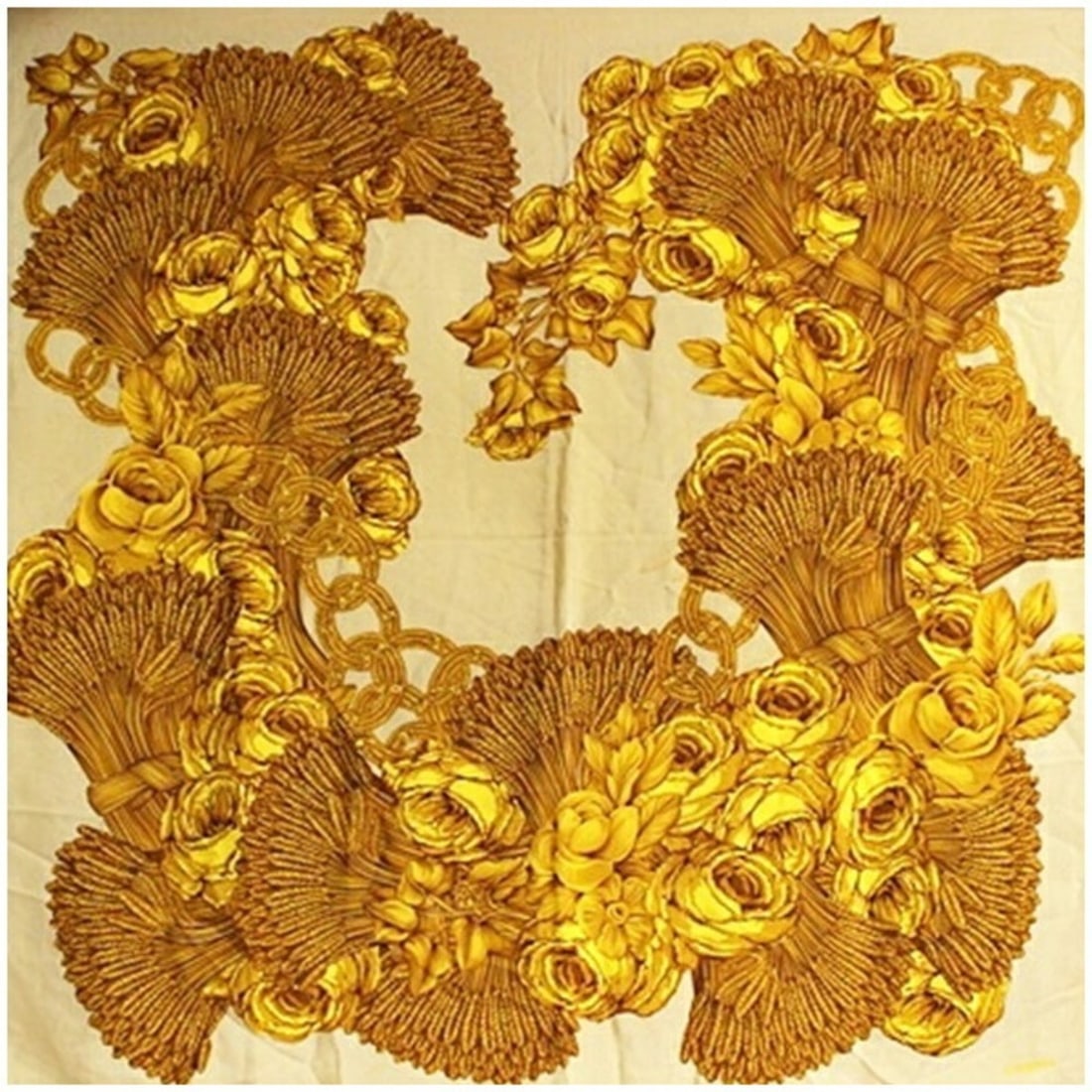 Chanel Silk Scarf Muffler Beige x Yellow CHANEL Women's: --- Catalog ---Category: SizeSize (LxW): 92cm x 94cm / 36.22'' x 37''Category: DesignType: ScarfColor: Beige, YellowGender: Men,WomenMaterial: Silk Category: GeneralBrand: Chanel--- Item List ---Secti