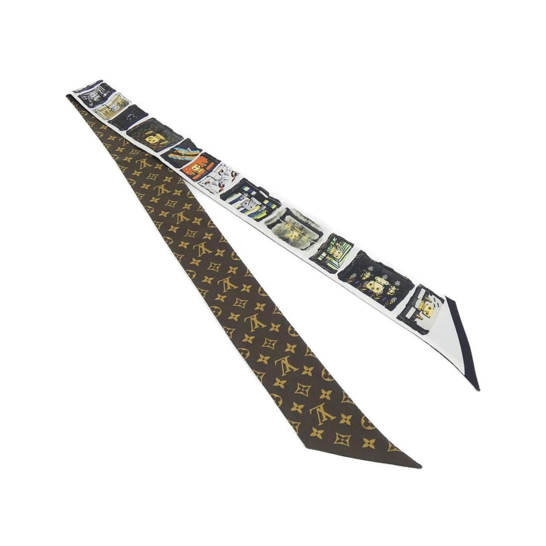 Louis Vuitton Tribute Two Petite Malle M78724 Scarf/Muffler: --- Catalog ---Category: SizeSize (LxW): 5cm x 1.2m / 1.96'' x 47.24''Category: DesignType: ScarfColor: BrownGender: WomenMaterial: Silk Category: GeneralMPN: M78724Brand: Louis Vuitton--- Item List -