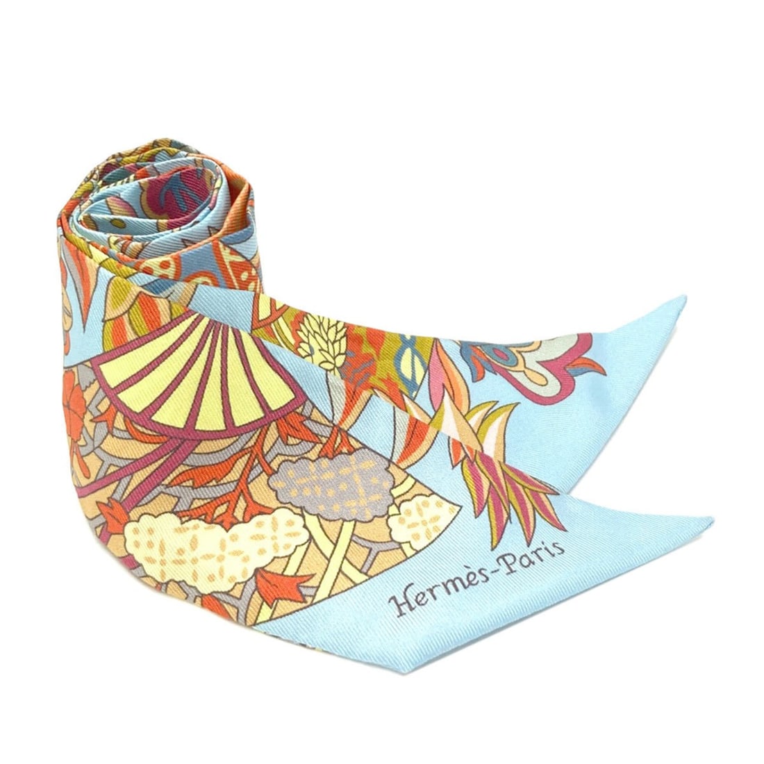 Hermes Twilly Scarf Muffler Silk Women's HERMES: --- Catalog ---Category: SizeSize (LxW): 87cm x 5cm / 34.25'' x 1.96''Category: DesignType: ScarfColor: Blue, Gray, OrangeGender: WomenMaterial: Silk Category: GeneralBrand: Hermes--- Item List ---Sec