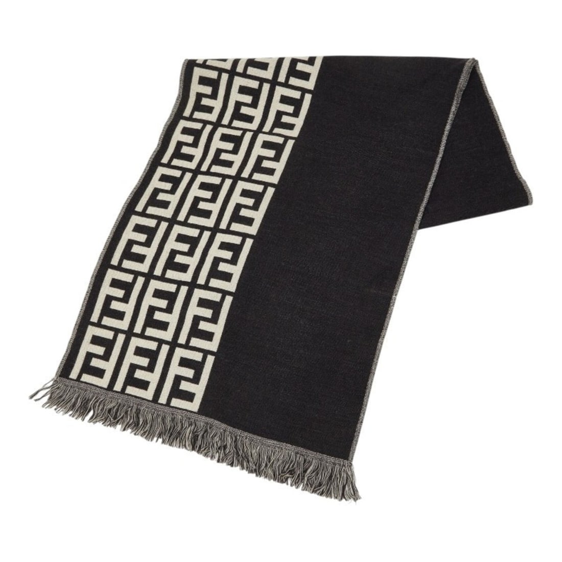 Fendi Zucca Scarf, Large, Black/Ivory Wool, Women's.: --- Catalog ---Category: SizeSize (LxW): 1.72m x 39cm / 67.71'' x 15.35''Category: DesignType: StoleColor: Black, IvoryGender: WomenMaterial: Wool Category: GeneralBrand: Fendi--- Item List ---Section