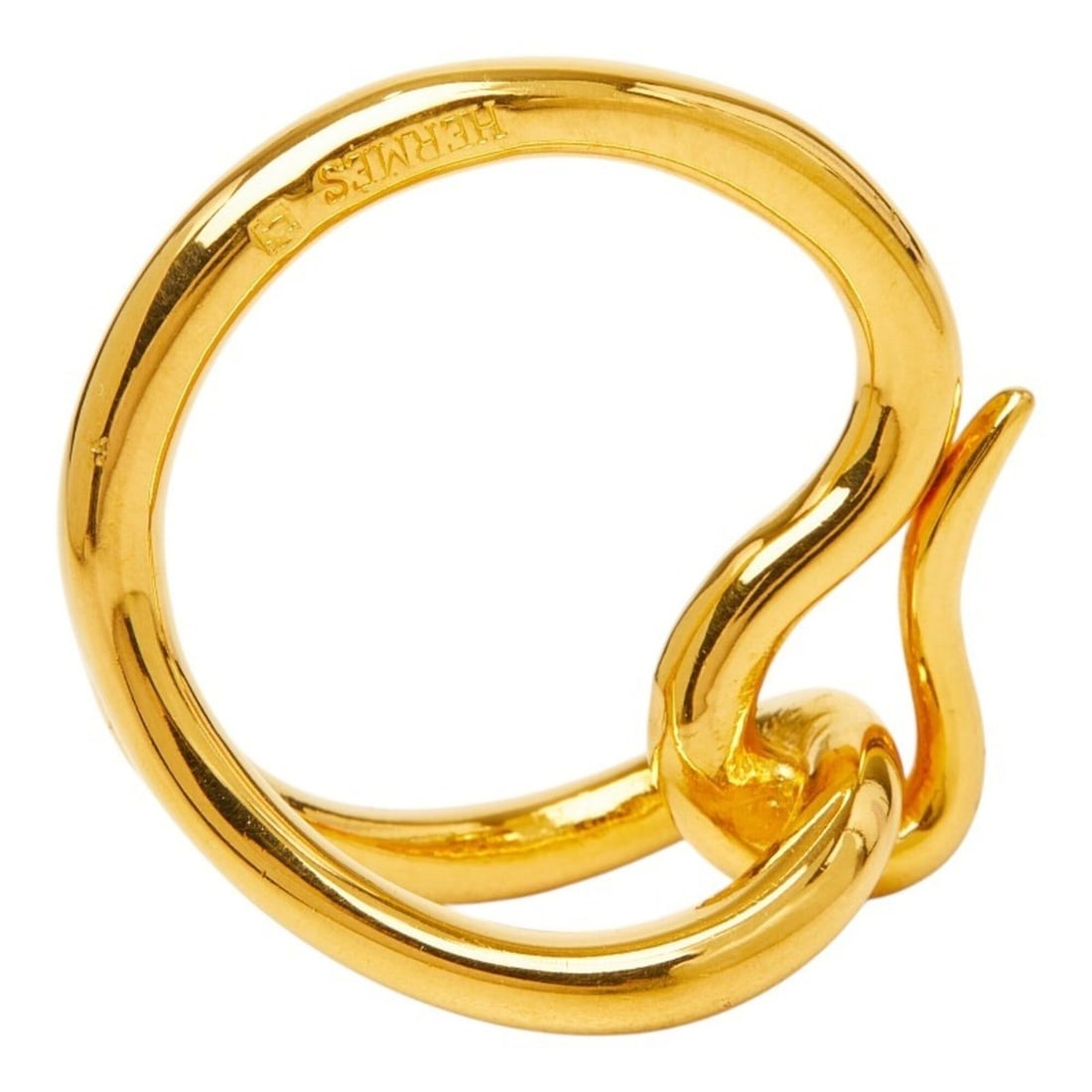 Hermes Jumbo Scarf Ring, Gold Plated (GP), Women's: --- Catalog ---Category: SizeInner Diameter: 21.20mm / 0.83''Category: DesignColor: GoldGender: WomenCategory: GeneralBrand: Hermes--- Item List ---Section: ConditionRanking: Rank A Used - A few trace