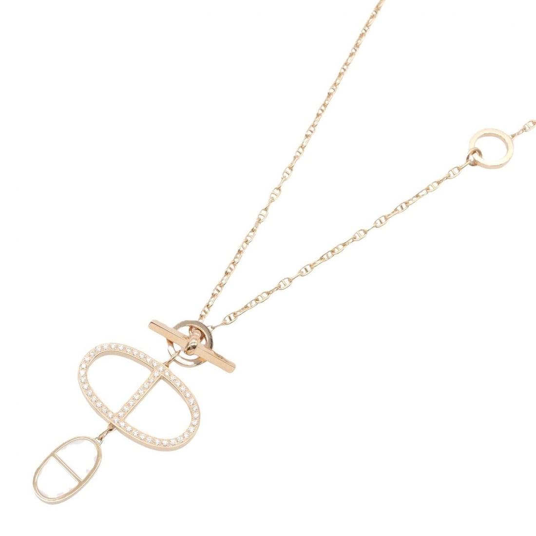 Hermes Chaine d'Ancre Verso GM Necklace, Diamond Ceramic Jewelry, 18KPG (Pink Gold), Diamond, (1 of 11)
