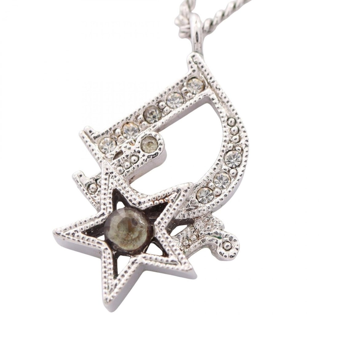 Christian Dior Dior Logo Star Necklace, Metal Rhinestone Jewelry, Women's, Silver/Clear Tones: --- Catalog ---Category: SizeWidth: 1mm / 0.04''Pendant Size: 15mm x 13mm / 0.59'' x 0.51''Neck Circumference: 37 cm - 43 cm / 14.56'' - 16.92''Category: DesignColor: Clear, SilverStone: RhinestoneGen