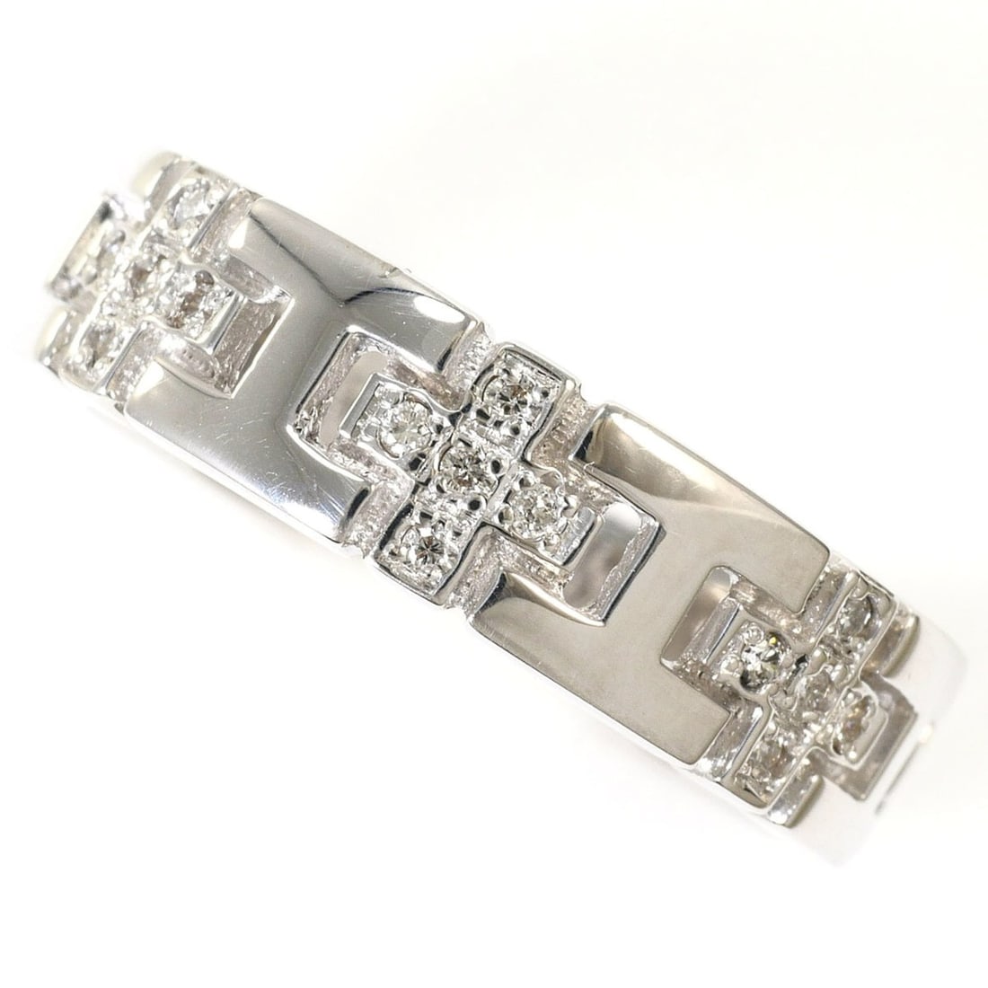 K14 14K WG White Gold Ring, 1 Diamond 0.10ct, Certificate of Authenticity, Total Weight 4.1g, (1 of 15)