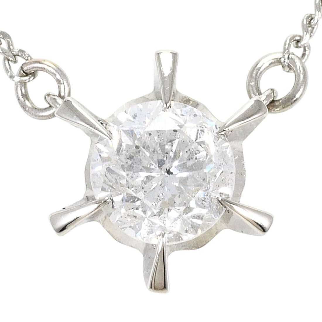 PT850 Platinum Necklace with 0.792ct Diamond (I1 clarity), Certificate of Authenticity, Total Weight: --- Catalog ---Category: SizeWeight: 3.1g / 0.1oz.Pendant Size: 9mm x 8mm / 0.35'' x 0.31''Neck Circumference: 42 cm / 16.53''Category: DesignColor: PlatinumMetal: PlatinumStone: DiamondGender: WomenM