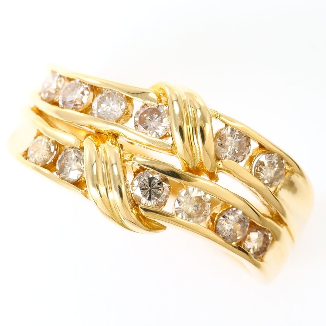18K (18-karat) Yellow Gold Ring with 0.50ct Diamond, Certificate of Authenticity, Total Weight 3.0g,: --- Catalog ---Category: SizeWidth: 9mm / 0.35''Weight: 3g / 0.1oz.JP Size: 7US Size: 4Category: DesignType: Band ringColor: Yellow goldMetal: GoldStone: DiamondGender: WomenMaterial: Yellow gold (18K