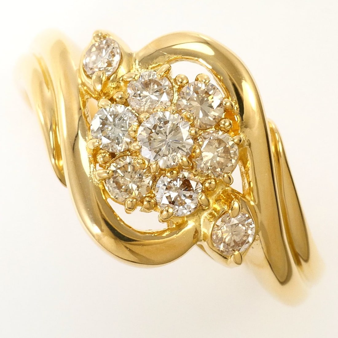 18K (18-karat) Yellow Gold Ring with 0.50ct Diamond, Certificate of Authenticity, Total Weight 3.2g,: --- Catalog ---Category: SizeWidth: 12mm / 0.47''Weight: 3.2g / 0.11oz.JP Size: 12US Size: 6.5Category: DesignType: Band ringColor: Yellow goldMetal: GoldStone: DiamondGender: WomenMaterial: Yellow go