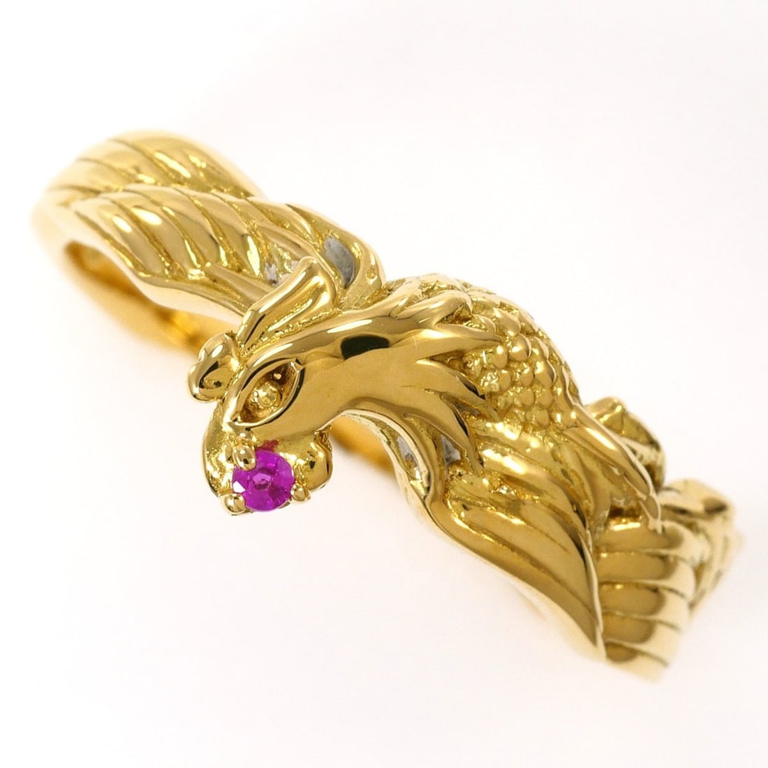 18K (18-karat) Yellow Gold Ring with 1 Ruby (0.01ct), Card Included, Total Weight 3.9g, Jewelry: --- Catalog ---Category: SizeWidth: 9mm / 0.35''Weight: 3.9g / 0.13oz.JP Size: 15US Size: 7.5Category: DesignType: Band ringColor: Yellow goldMetal: GoldStone: RubyGender: WomenMaterial: Yellow gold (