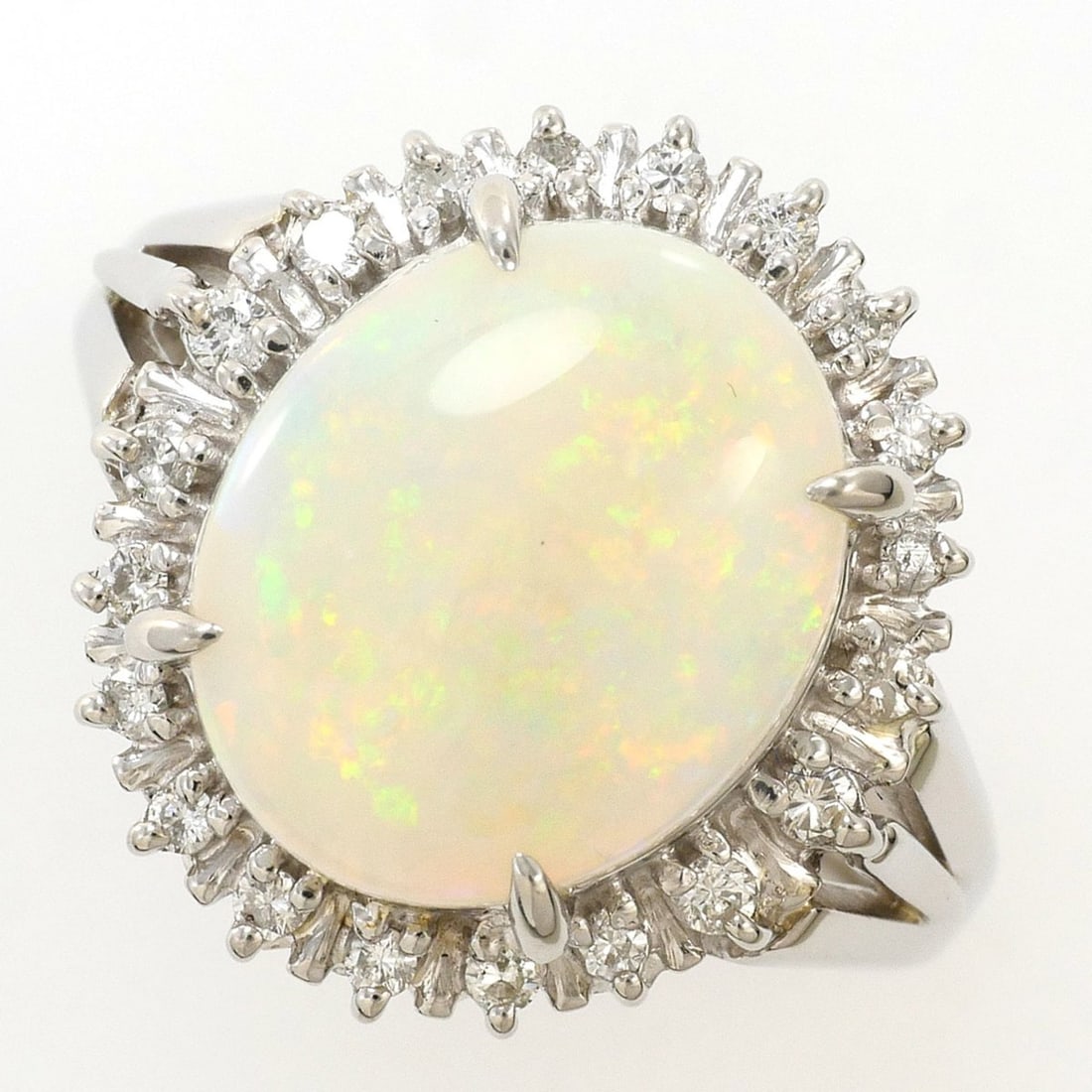 PT900 Platinum Ring - Opal 2.56ct, Diamond 0.17ct, Card, Total Weight 6.5g, Jewelry (1 of 10)