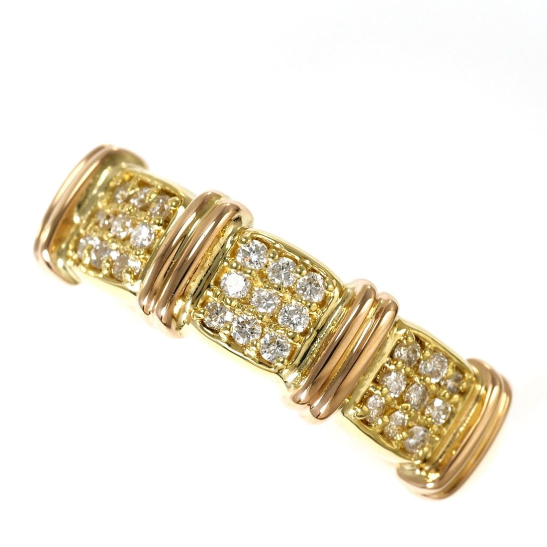 18K (18-karat) Yellow Gold Ring with 0.21ct Diamond, Certificate of Authenticity, Total Weight 5.2g,: --- Catalog ---Category: SizeWeight: 5.2g / 0.18oz.JP Size: 14US Size: 7Category: DesignType: Band ringColor: Pink gold, Yellow goldMetal: GoldStone: DiamondGender: WomenMaterial: Pink gold (18K), Yel