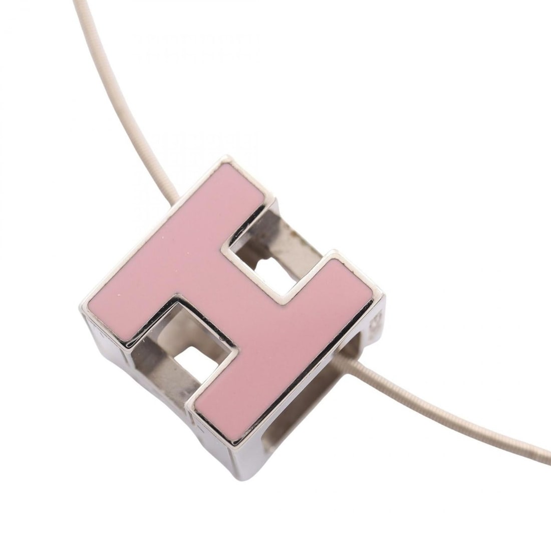 Hermes Cage d'H H-Cube Necklace, Metal Jewelry, Women's, Silver/Pink Tones: --- Catalog ---Category: SizePendant Size: 12mm x 12mm / 0.47'' x 0.47''Neck Circumference: 43 cm / 16.92''Category: DesignColor: Pink, SilverGender: WomenMaterial: MetalNecklace Type: NecklaceCategor